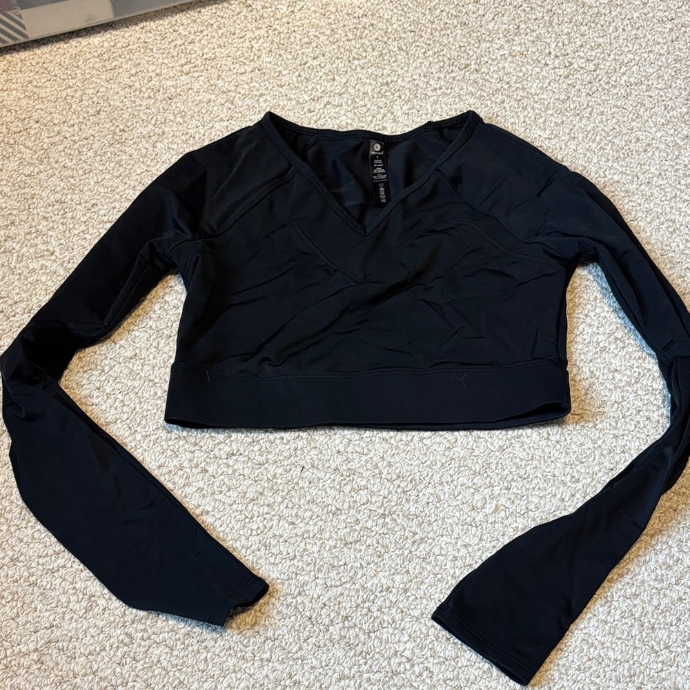 90 Degree By Reflex Black Long Sleeve Crop Top